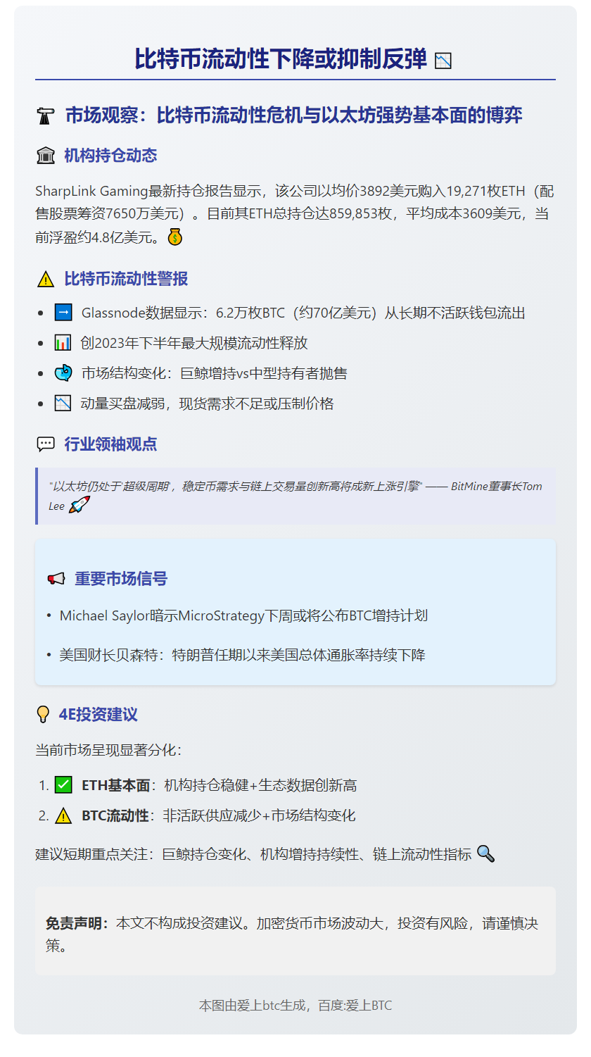 比特币流动性下降或抑制反弹