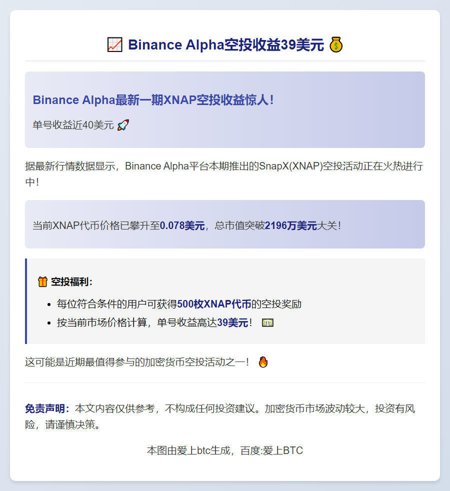 Binance Alpha空投收益39美元