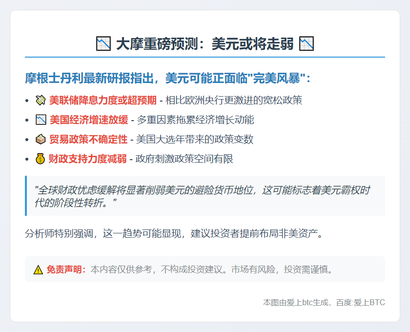 大摩：明年美元或走弱