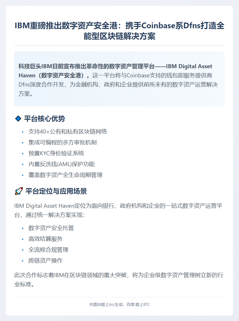 IBM与Coinbase合作推出数字资产管理服务