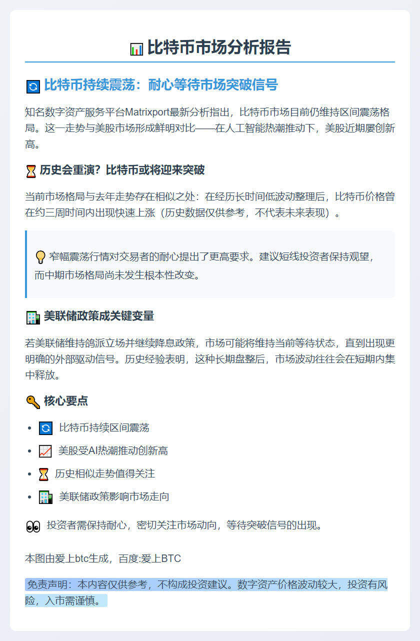 比特币仍处区间震荡