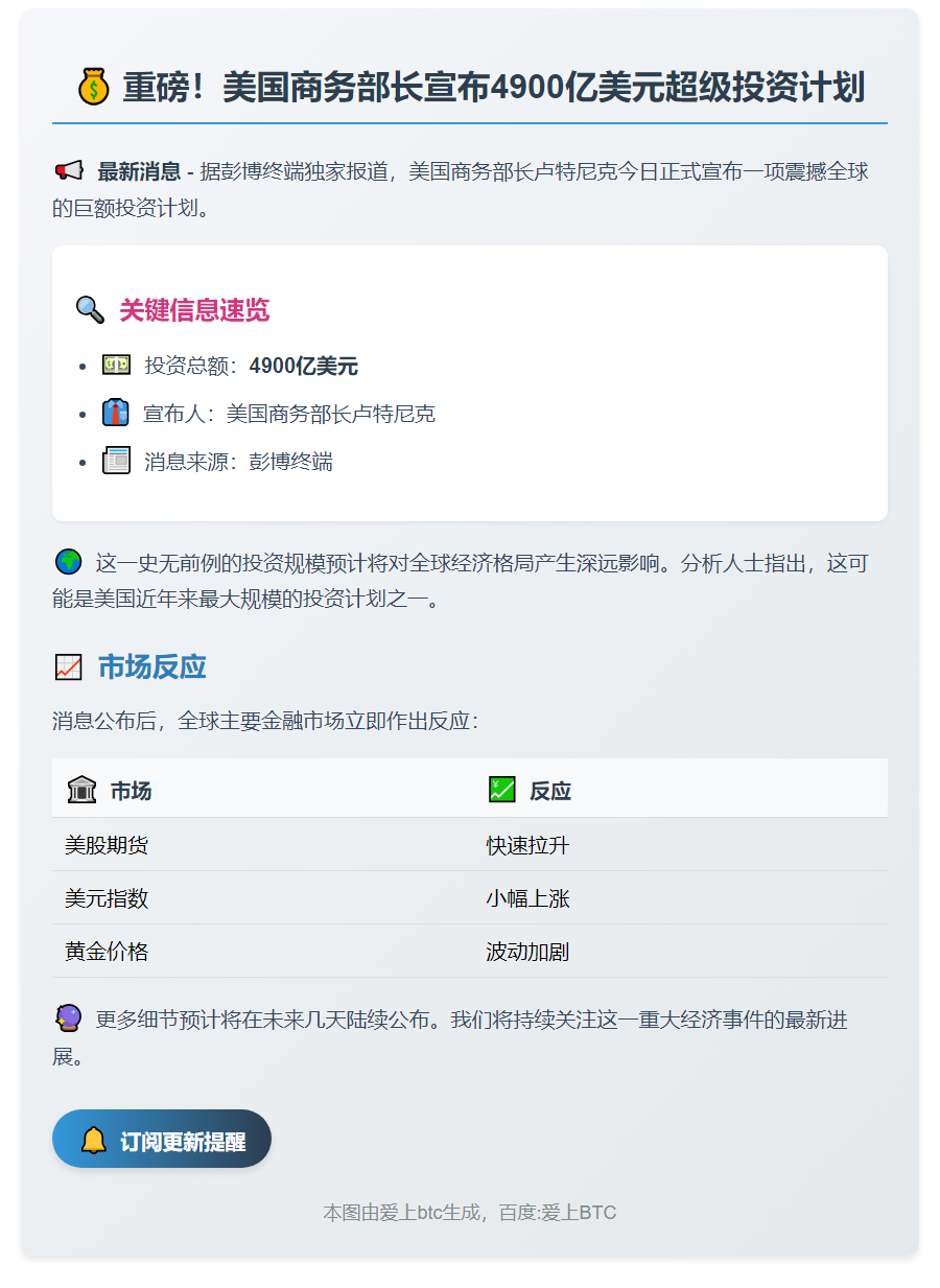 美商务部长签4900亿投资协议