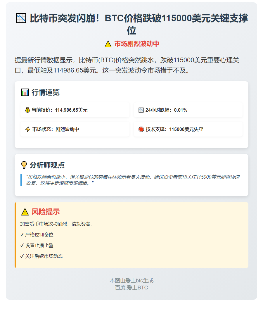 比特币跌破11.5万美元