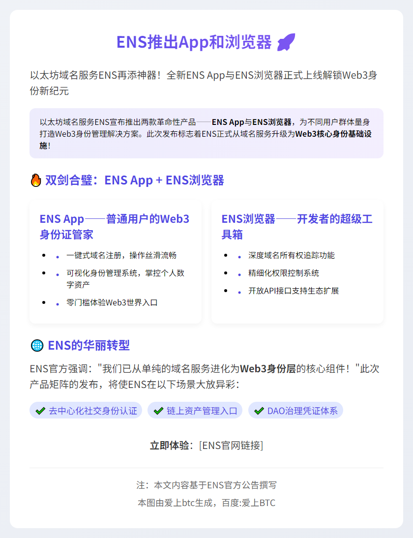 "ENS推出App和浏览器"