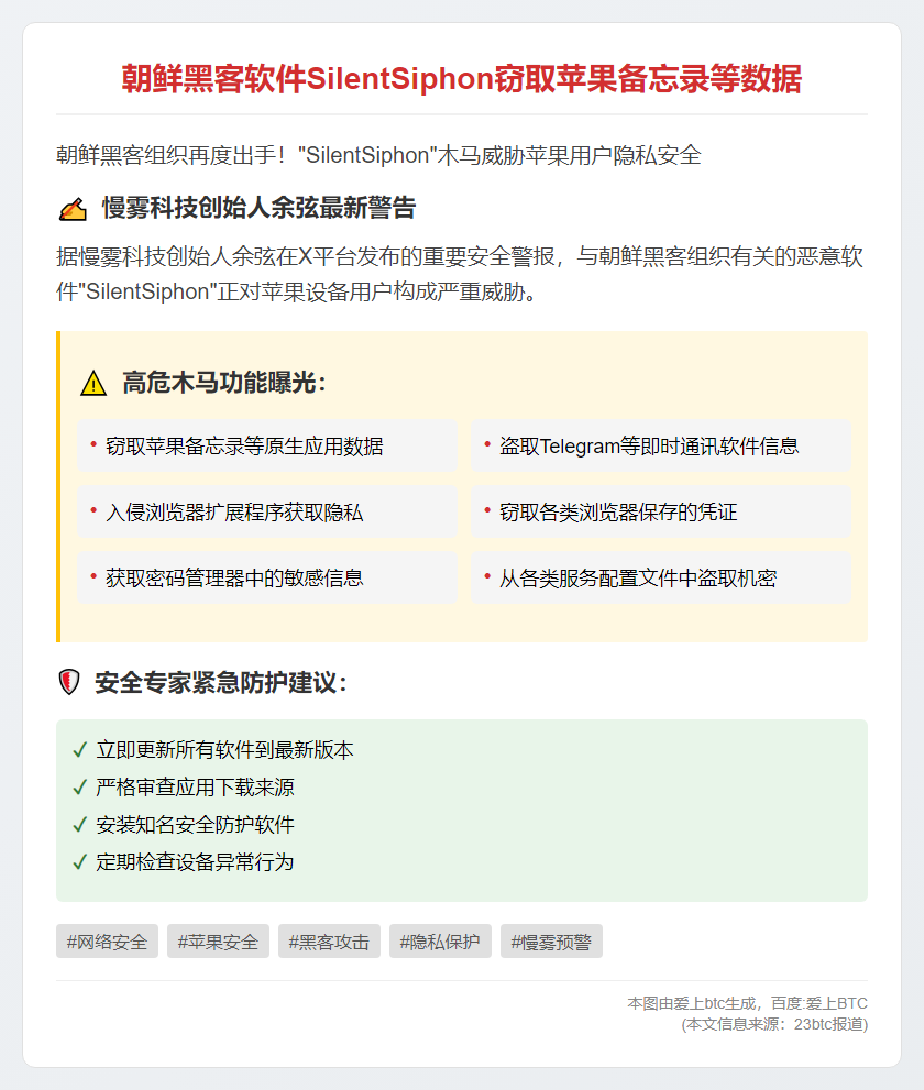 朝鲜黑客软件SilentSiphon窃取苹果备忘录等数据