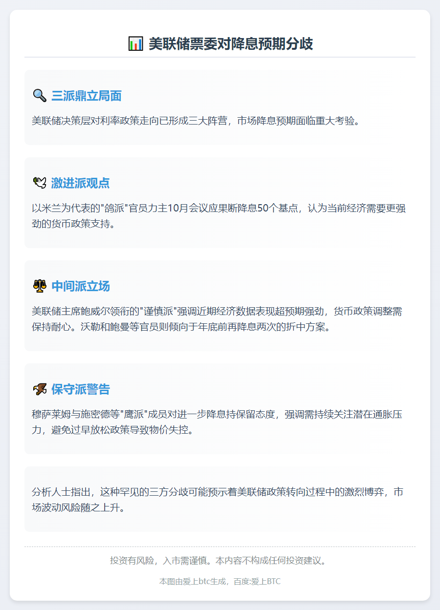 美联储票委对降息预期分歧