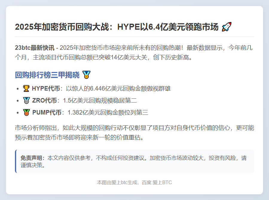 HYPE 2025年6.4亿美元回购称冠