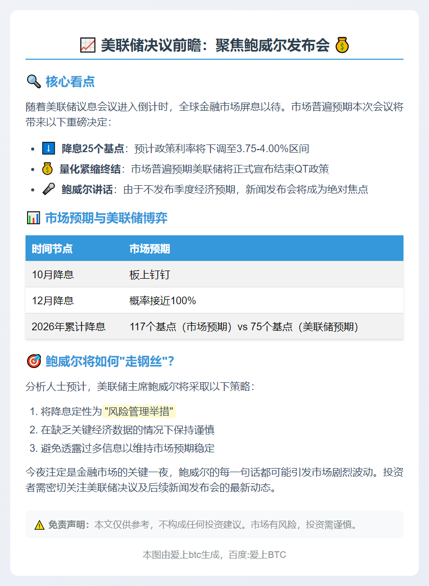 美联储决议前瞻：聚焦鲍威尔发布会