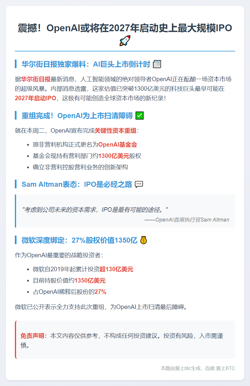 OpenAI或2027年IPO
