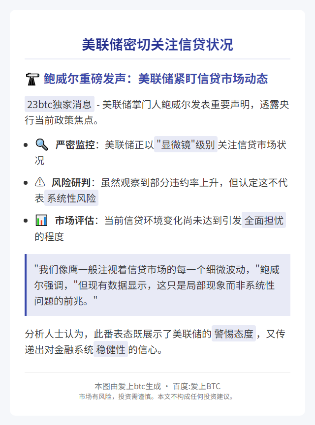 美联储密切关注信贷状况