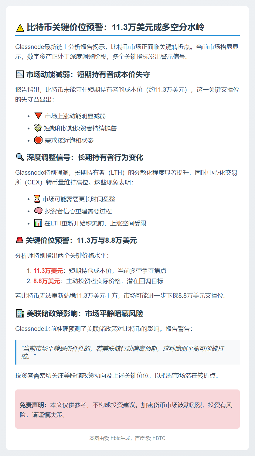 比特币跌破11.3万恐下探8.8万