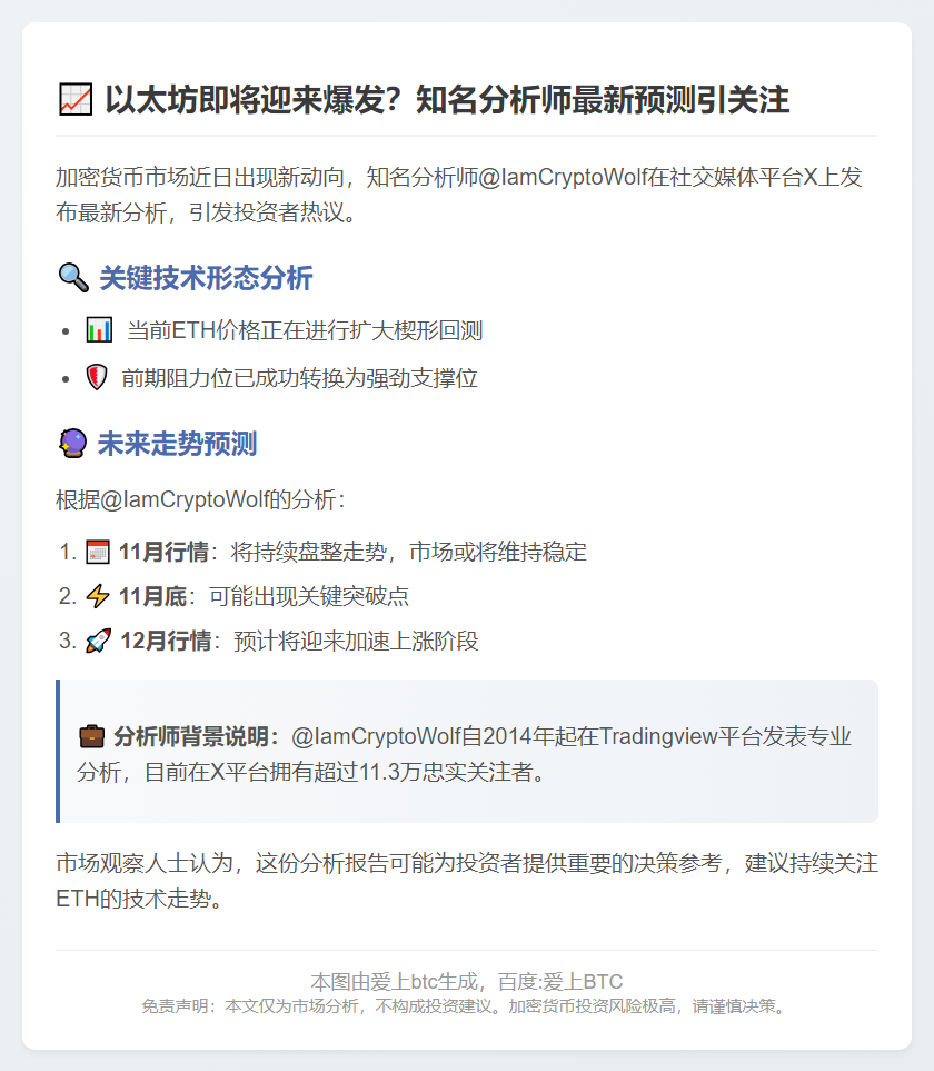 以太坊盘整至11月底，12月或大涨