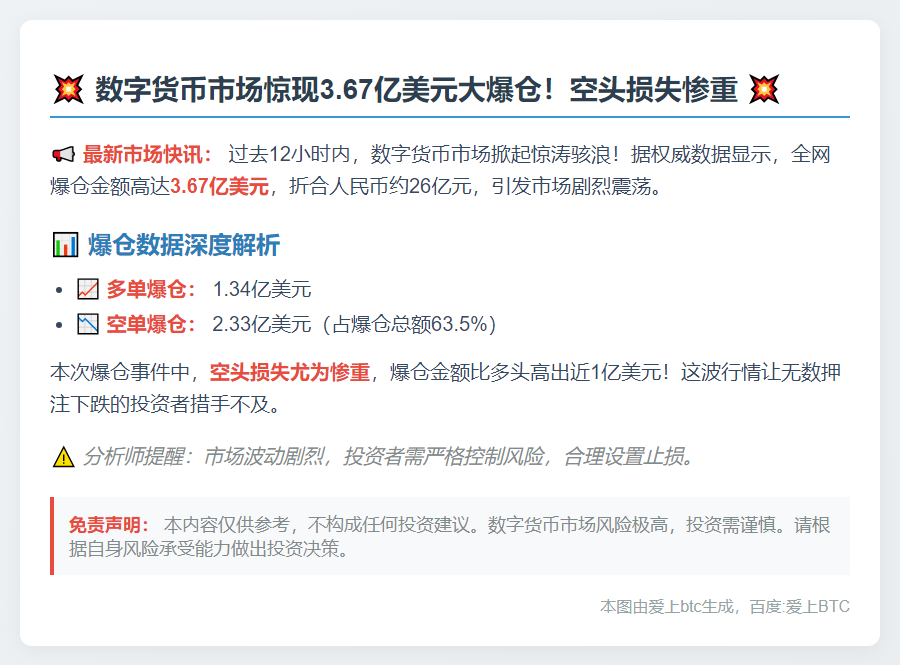 12小时爆仓3.67亿