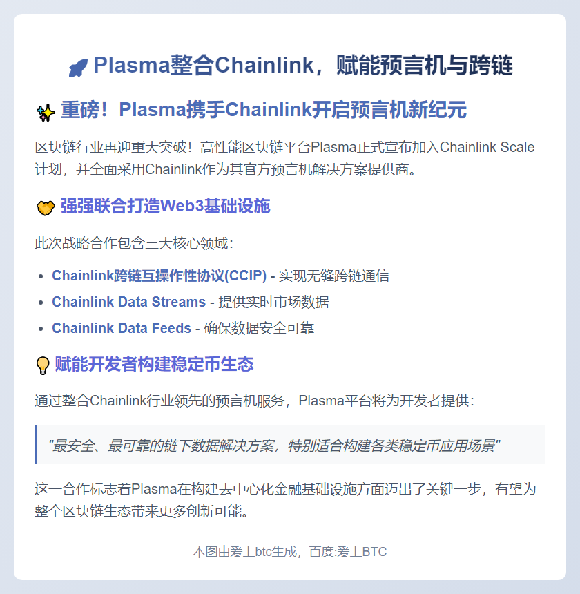 Plasma整合Chainlink，赋能预言机与跨链