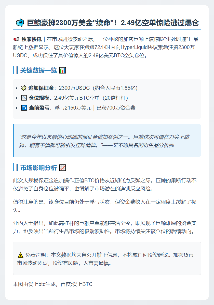 巨鲸加仓2300万避险