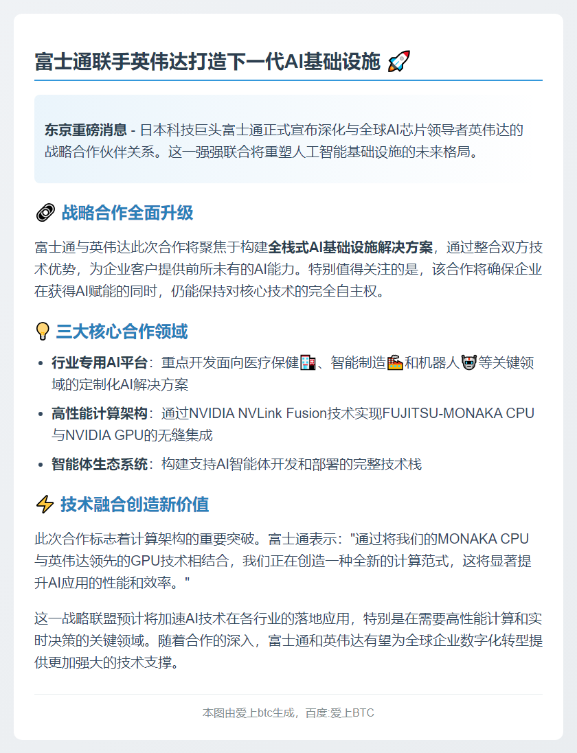 富士通联手英伟达共建AI基础设施