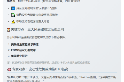 降息预期升温，比特币ETF或吸筹10万枚