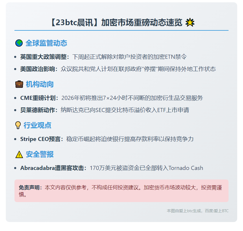 23btc晨讯：10月5日隔夜要闻速览