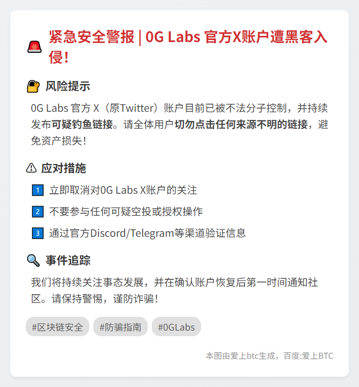 0G Labs X账号被盗，用户警惕风险
