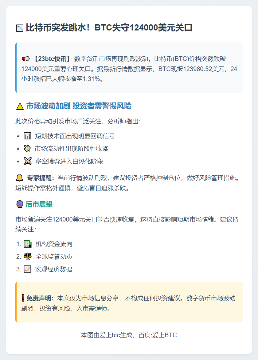 BTC跌破12.4万美元