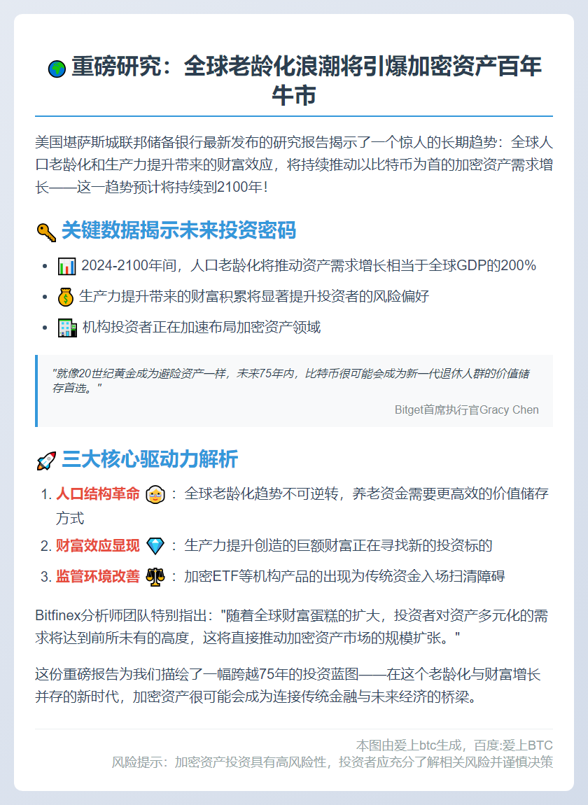 老龄化与财富增长或推高加密需求至2100年