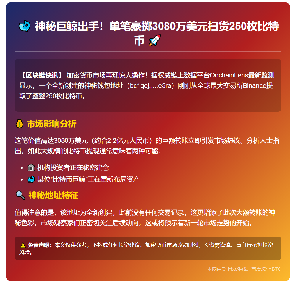 Binance转出250枚比特币