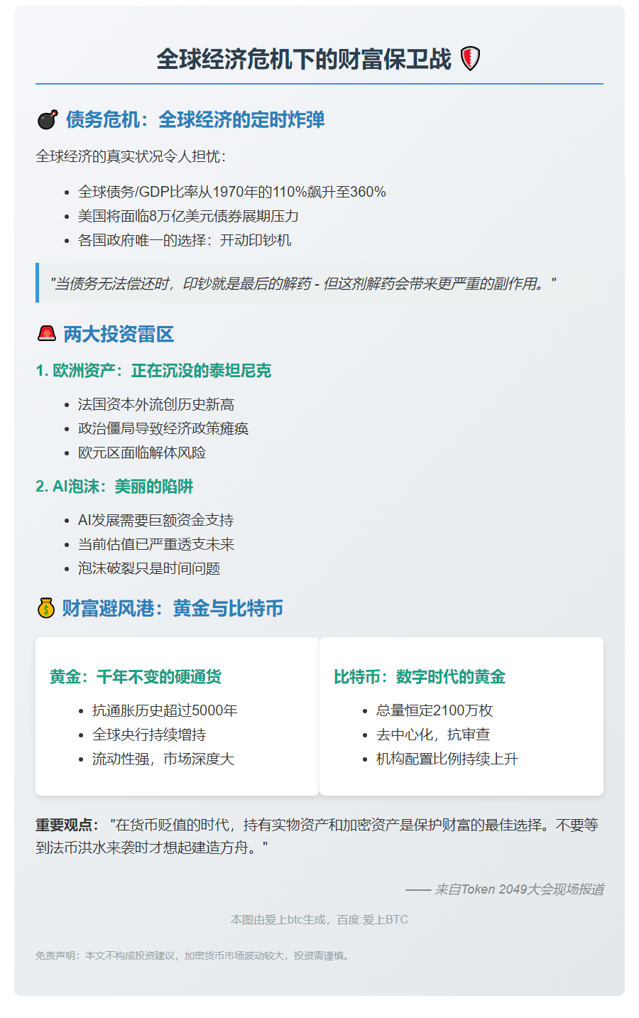 全球经济陷债务危机，黄金比特币成避风港