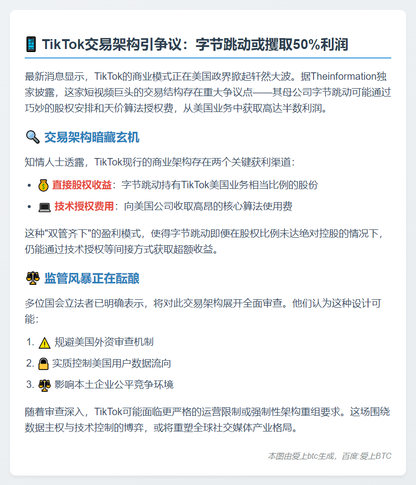 TikTok交易结构遭立法者严审