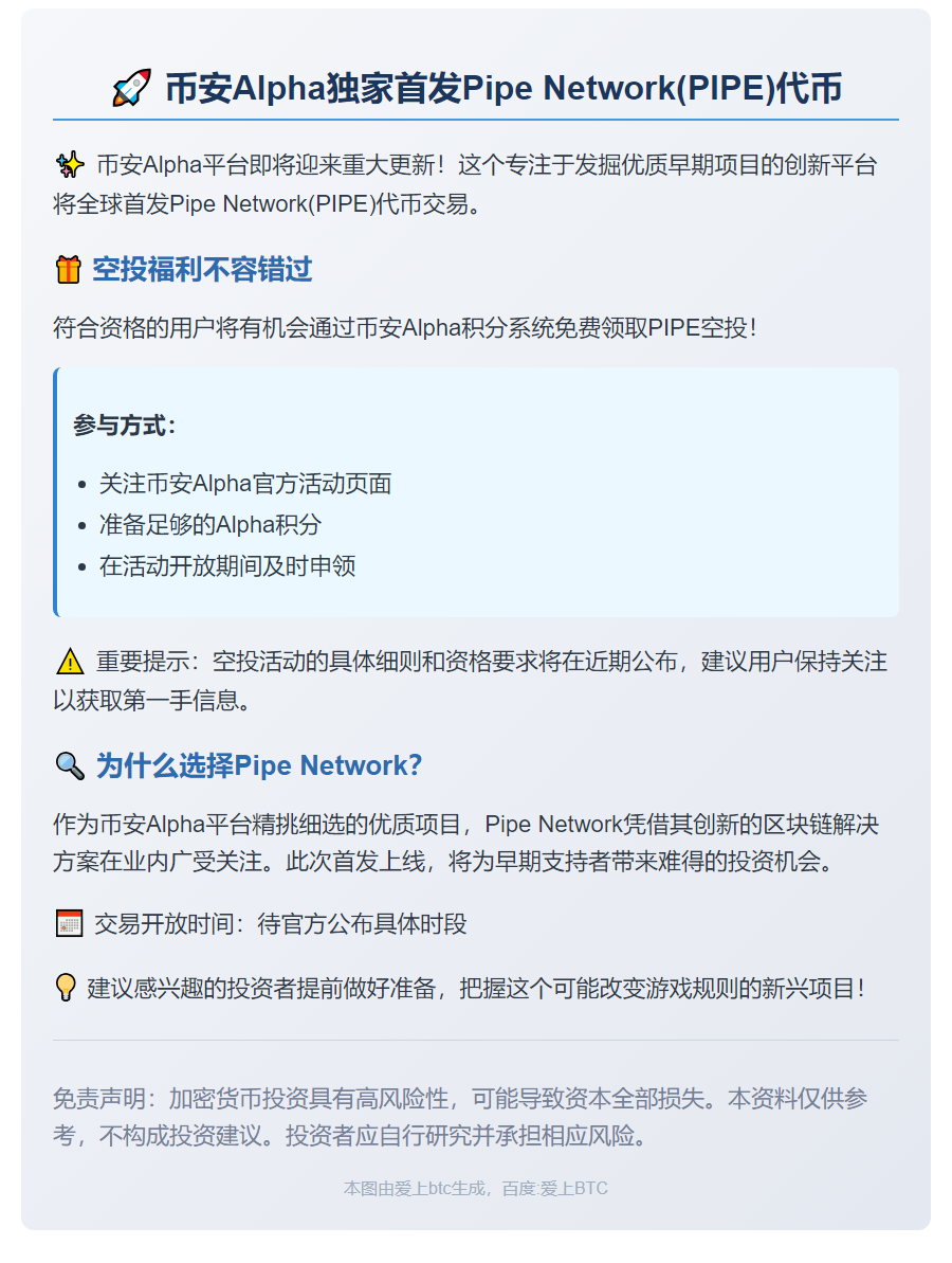 币安Alpha 10月8日上线PIPE，开放空投申领