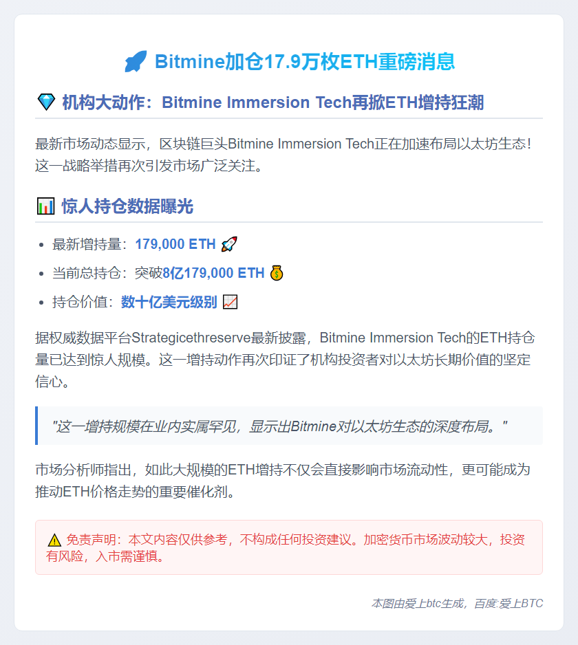 Bitmine加仓17.9万枚ETH