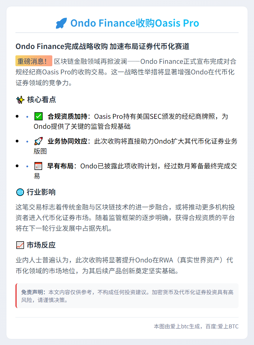 Ondo Finance收购Oasis Pro
