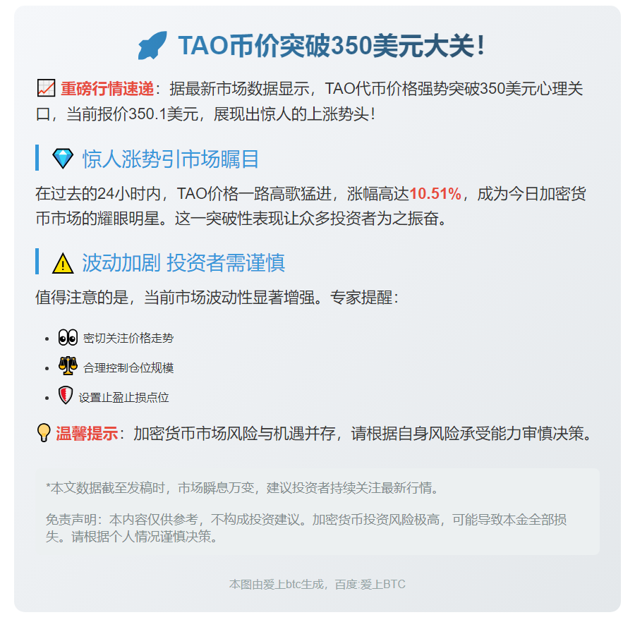 TAO币价突破350美元