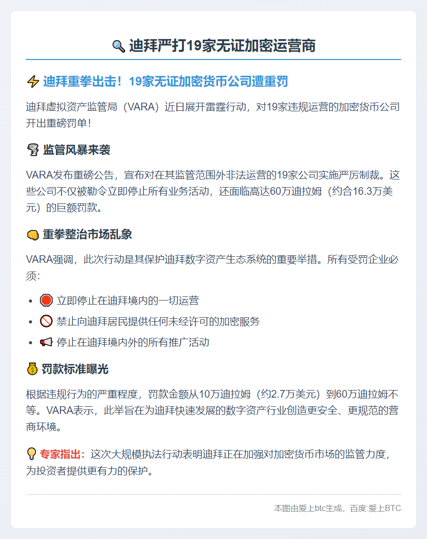 迪拜严打19家无证加密运营商