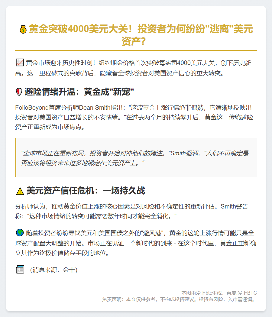 金价涨因美元资产信心降