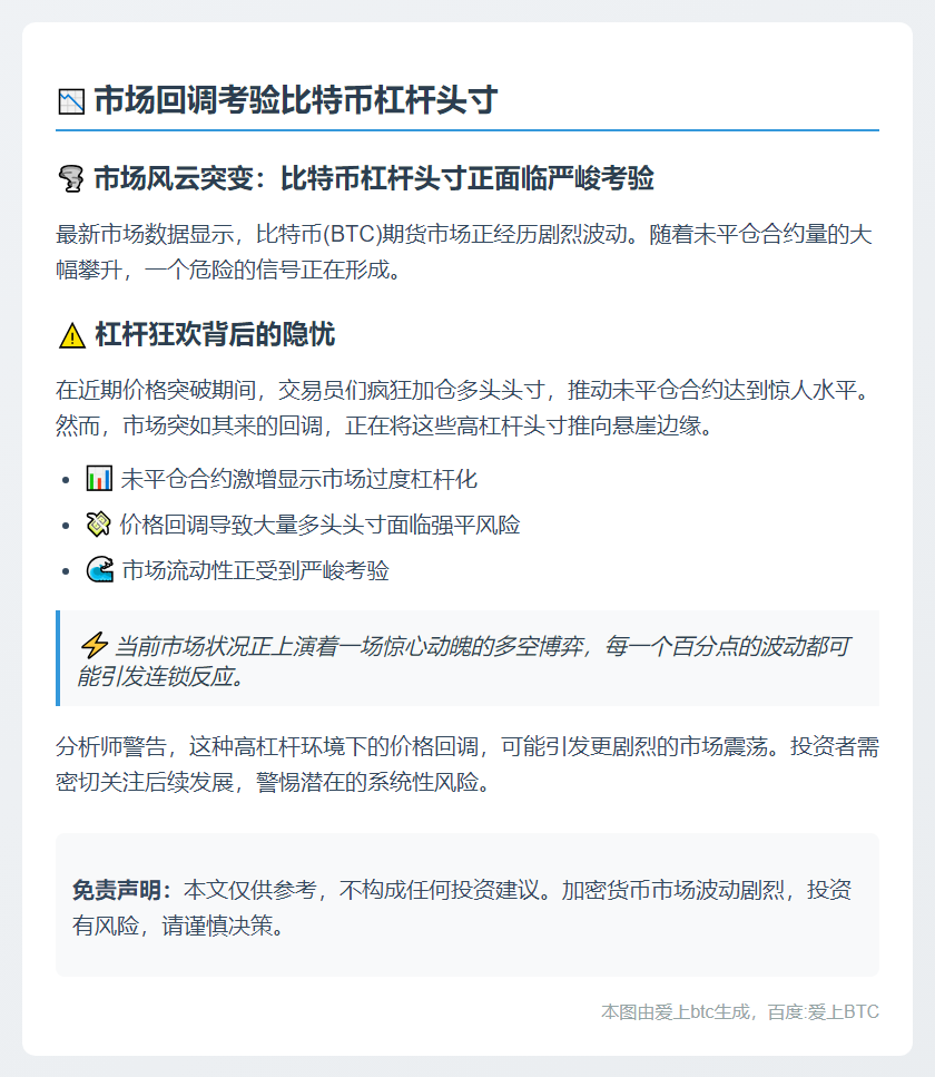 市场回调考验比特币杠杆头寸