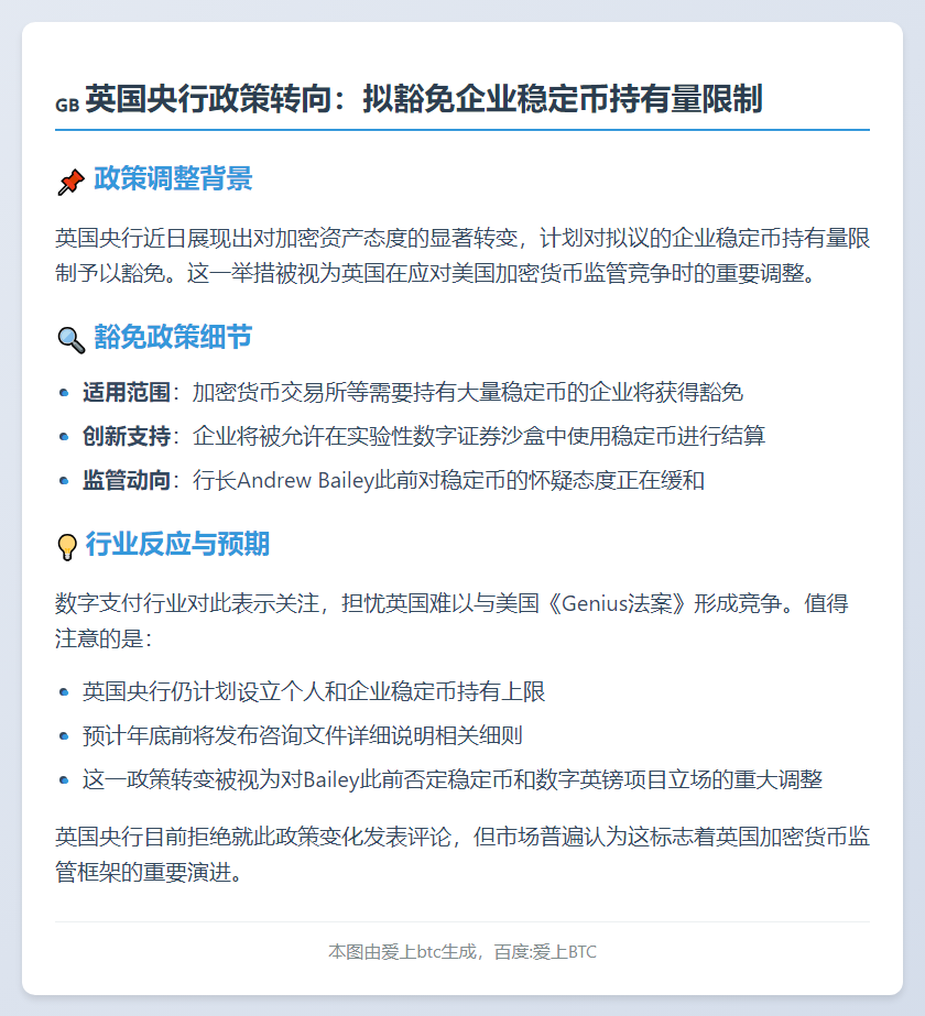 英央行拟豁免企业稳定币持有限制