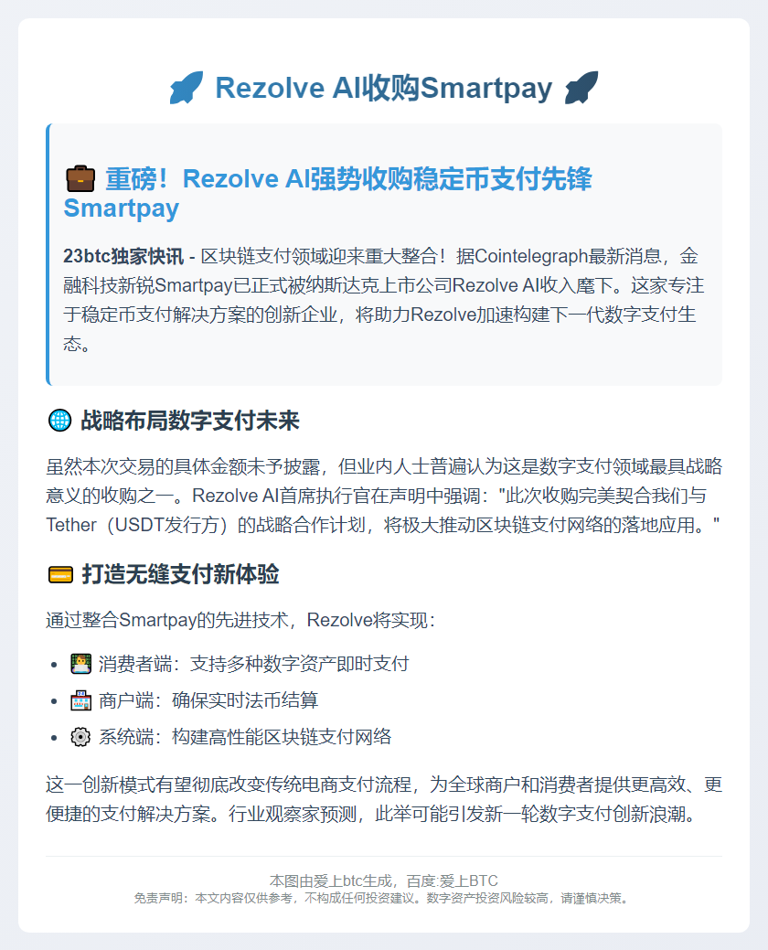 Rezolve AI收购Smartpay