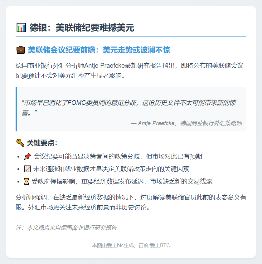 德银：美联储纪要难撼美元