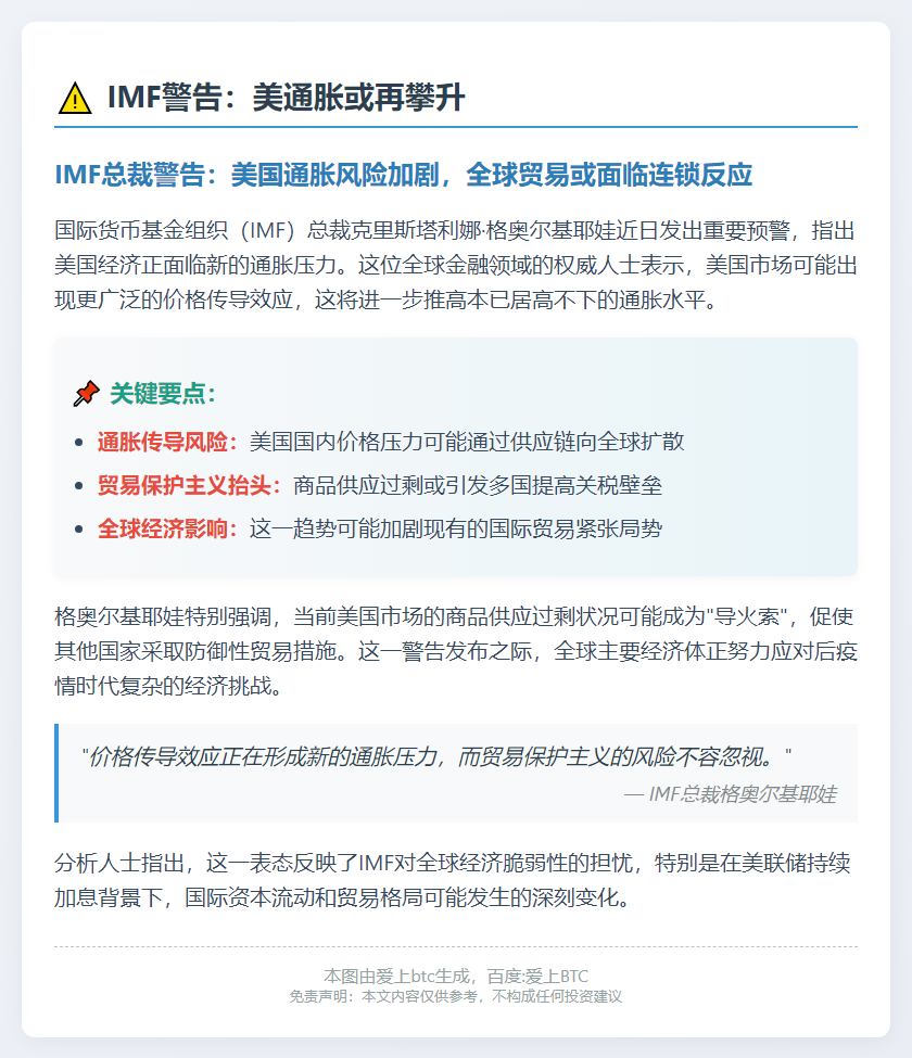 IMF警告：美通胀或再攀升