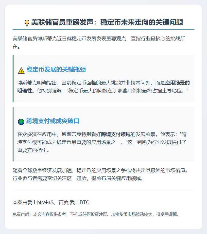 博斯蒂克：稳定币主导用例成最大问题