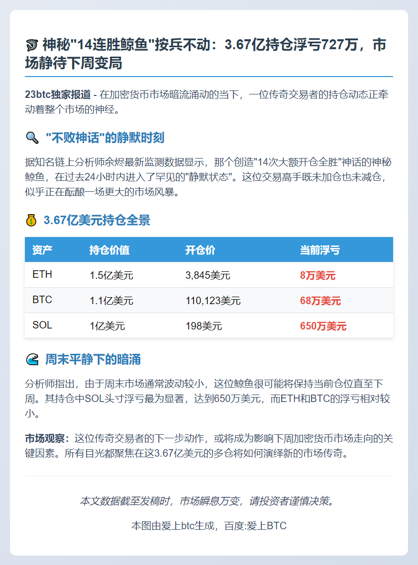 14次全胜鲸鱼浮亏727万