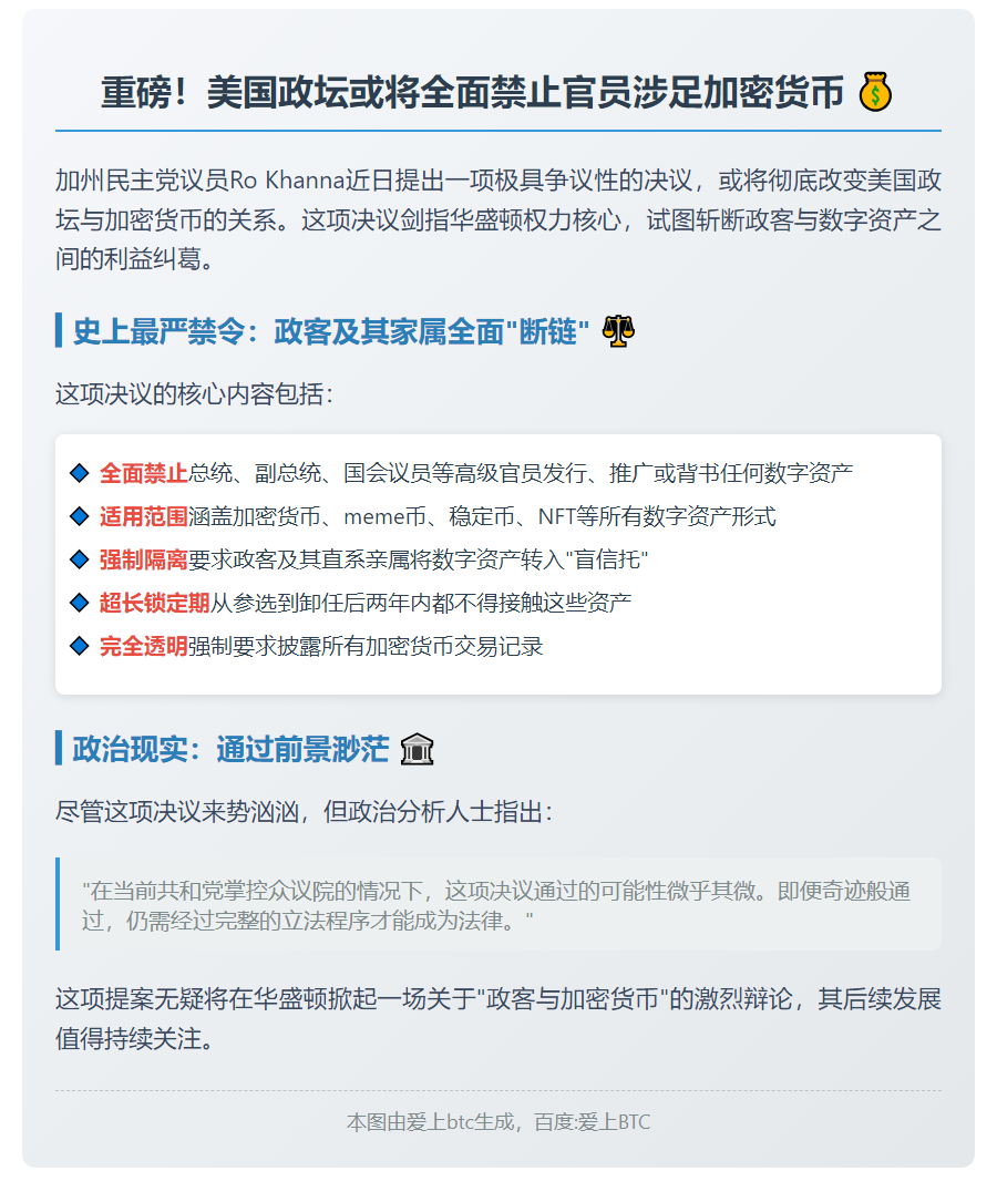 加州议员提议禁止政客交易数字资产