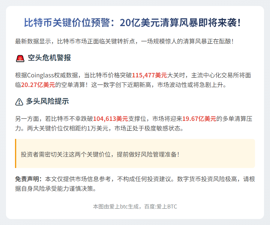 BTC若破11.5万，空单清算或超20亿