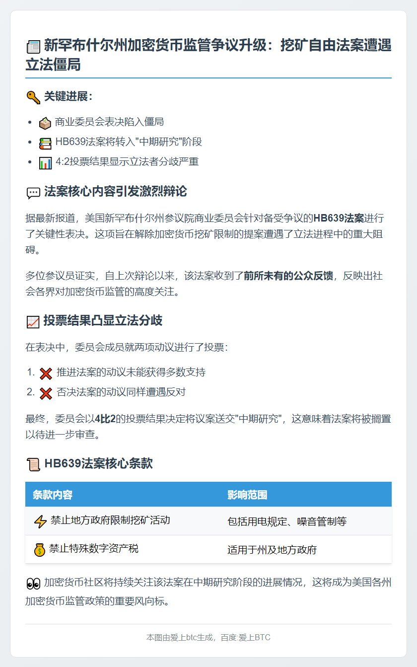 新罕布什尔州暂缓放松加密货币挖矿监管