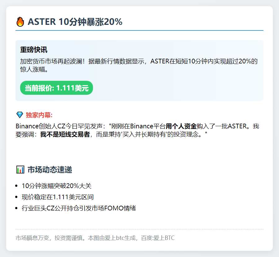 ASTER 10分钟暴涨20%