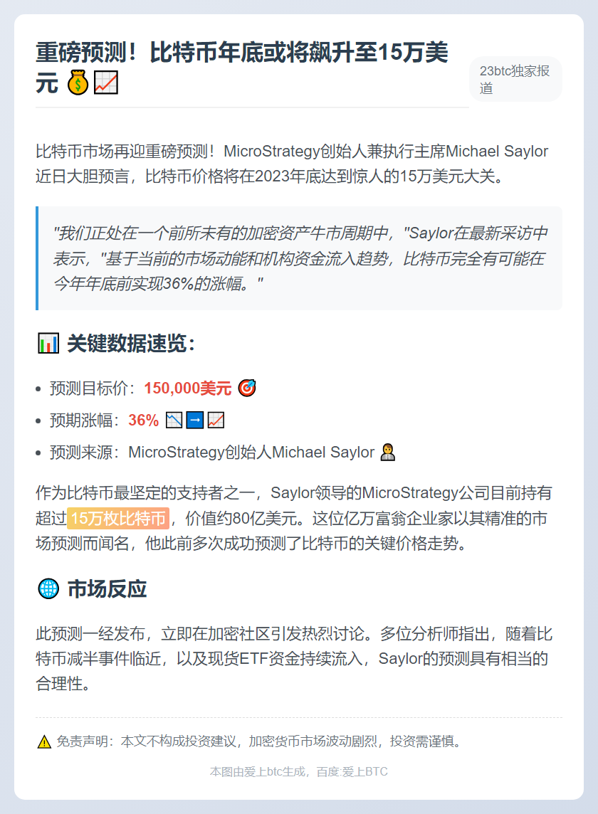 比特币年底或涨至15万美元