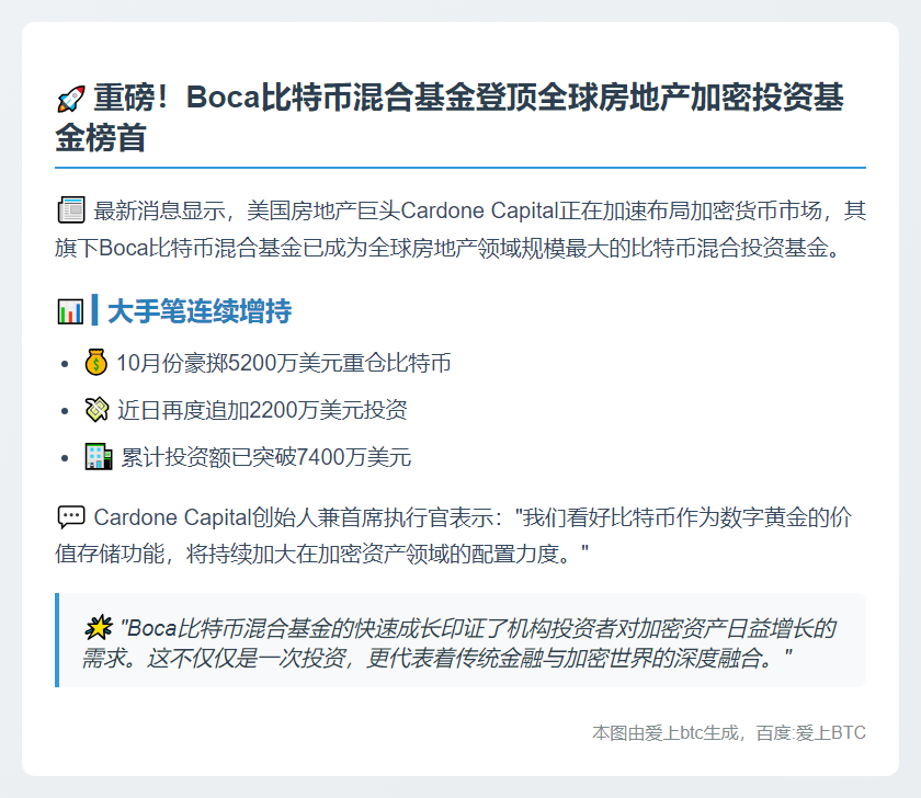 Boca比特币基金成最大地产混合基金