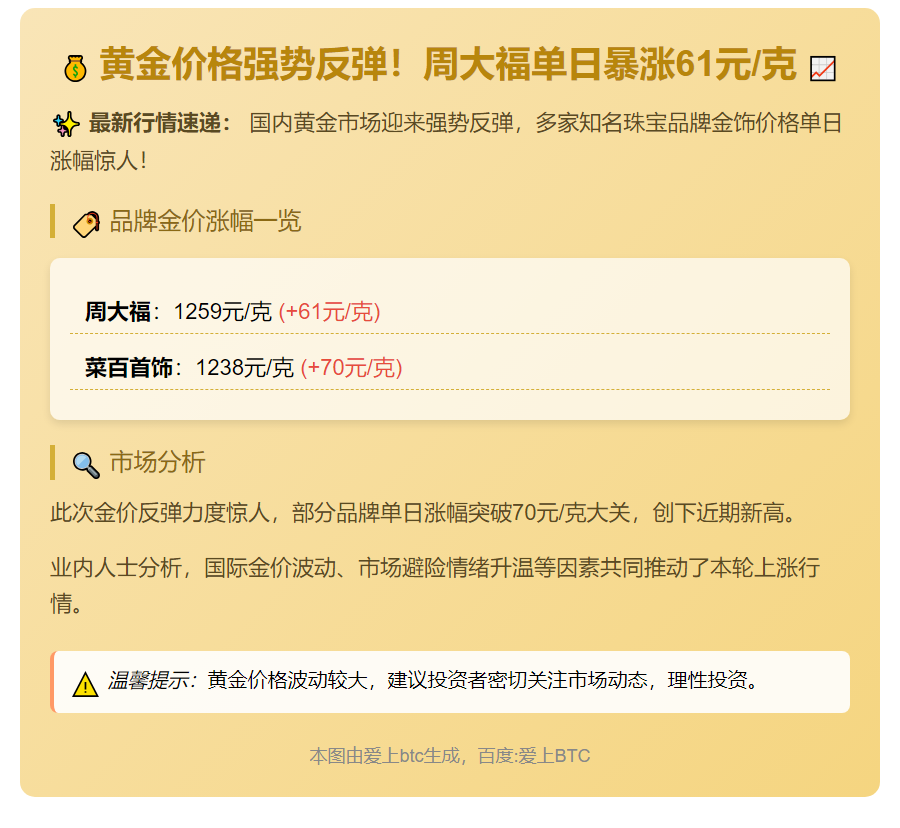 金饰价格暴涨60元/克