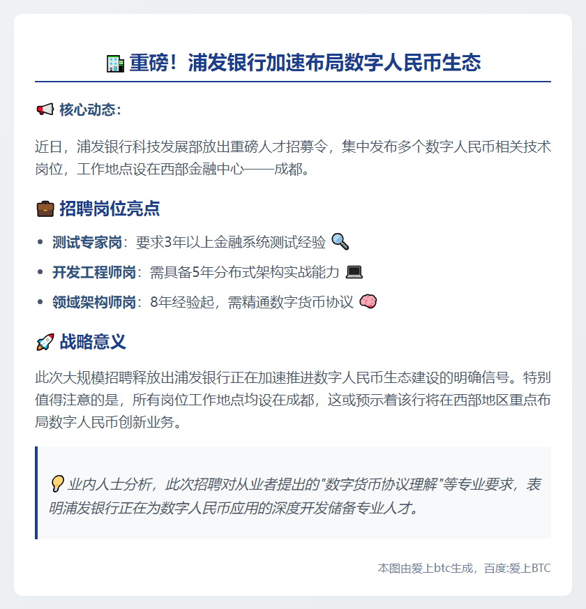 浦发银行招聘数字人民币技术岗