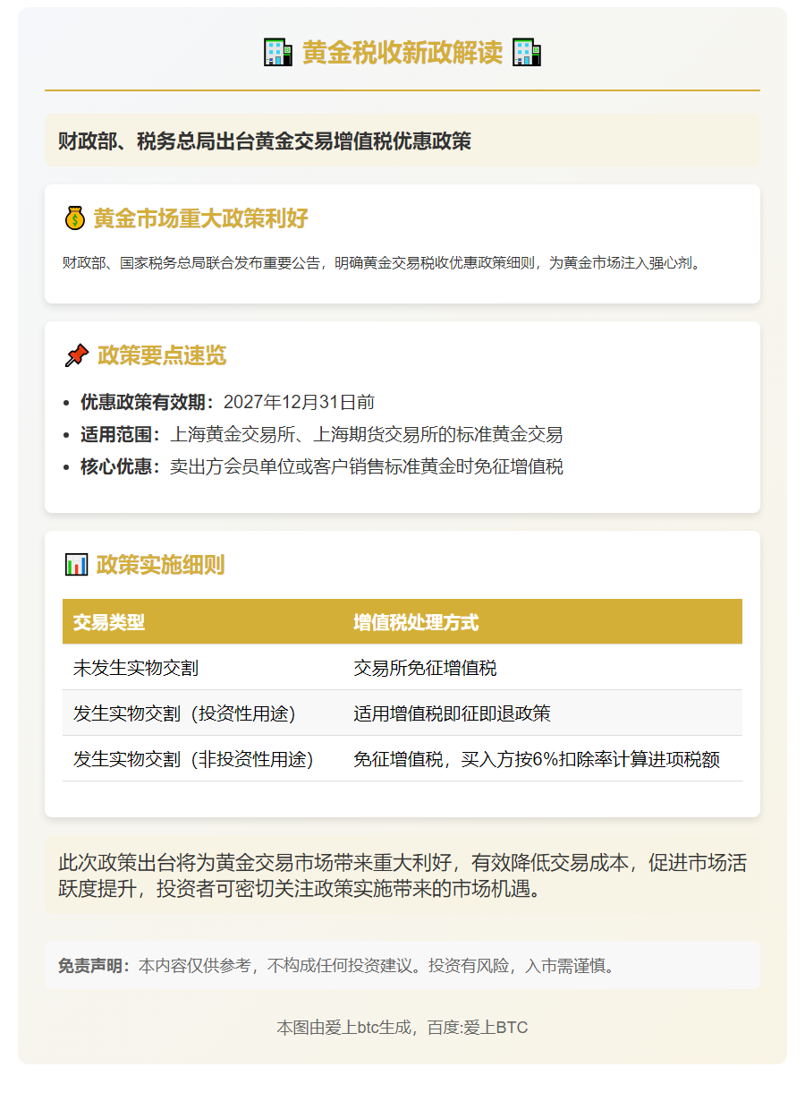 两部门发布黄金税收新政